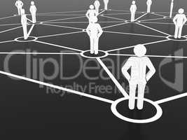 Group of people communicate in the commercial and business network