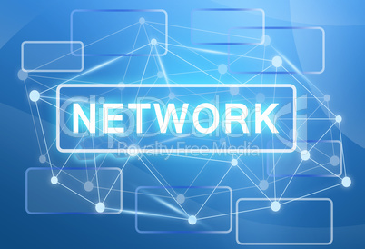 Network technology communication. Rectangles on blue background