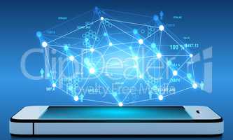 Abstract illustration of social networking communication over phone