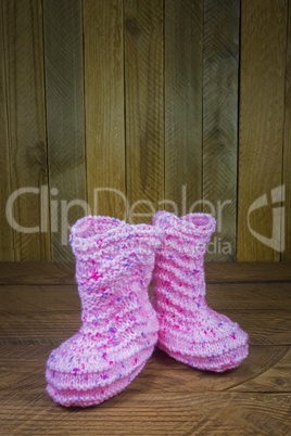 pink knitted baby socks
