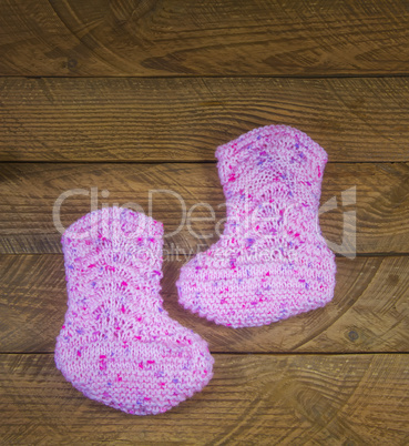 pink knitted baby socks