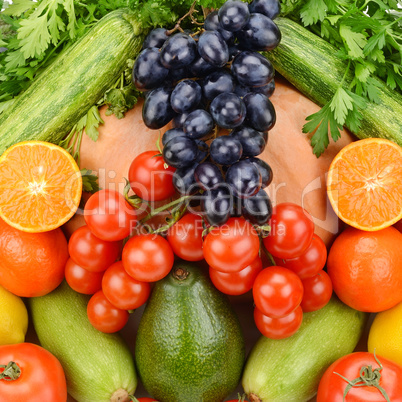 bright background of fruits and vegetables