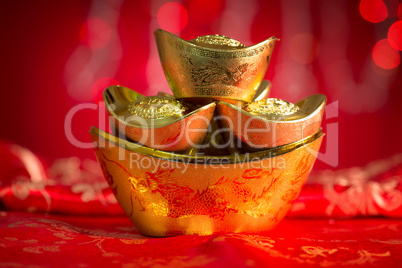 Chinese New Year decorations gold ingots
