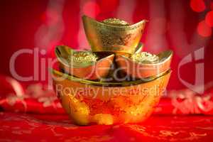 Chinese New Year decorations gold ingots
