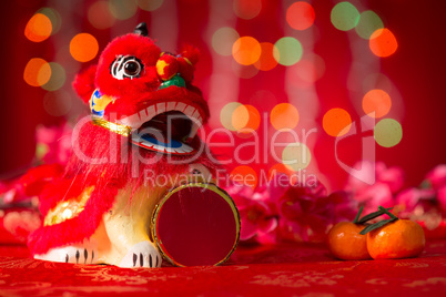 Chinese New Year objects miniature dancing lion