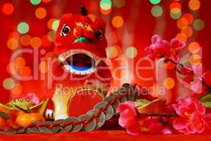 Chinese New Year elements in red background