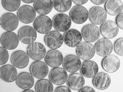 Black and white Dollar coins 1 cent