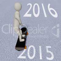 Human figure on skateboard moves in 2016