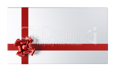 Holiday card with bow and ribbon 3d rendering