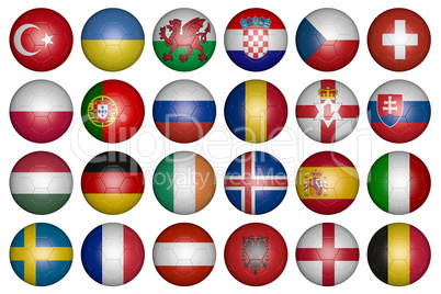 balls with flags of the countries of Europe