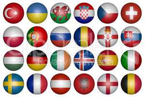 balls with flags of the countries of Europe