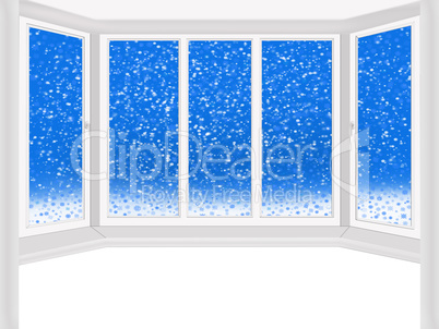 windows overlooking the snowing