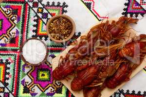 Crayfish cooked for serving