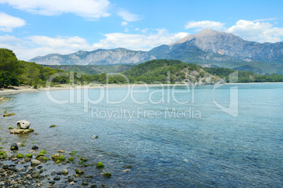 picturesque lagoon and high mountains