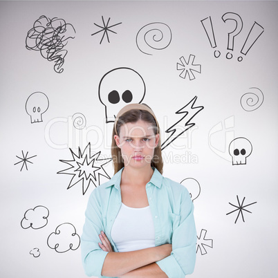 Composite image of upset hipster looking at camera Composite image of upset hipster looking at camera