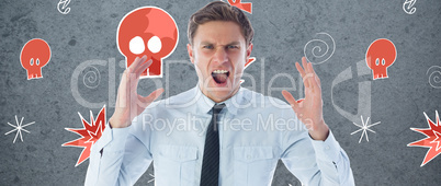 Composite image of angry businessman shouting