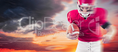Composite image of portrait of focused american football player