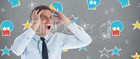 Composite image of stressed businessman shouting