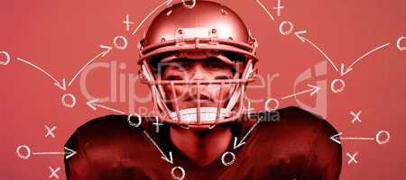 Composite image of portrait of determined american football play