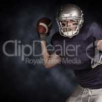 Composite image of american football player in uniform throwing