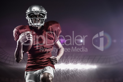 Composite image of full length of american football player in re