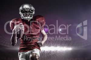 Composite image of full length of american football player in re