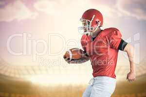 Composite image of american football player playing football