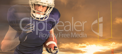 Composite image of portrait of american football player running