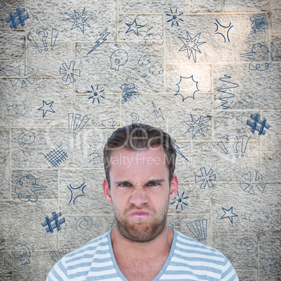 Composite image of angry man over white background