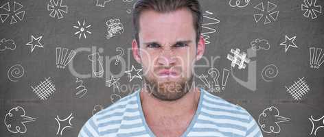 Composite image of angry man over white background