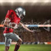 Composite image of american football player defending