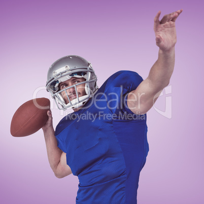 Composite image of american football player looking away while t