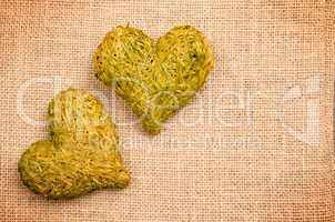 Two heart shapes of hay