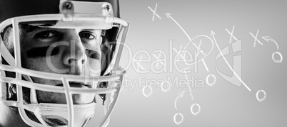 Composite image of american football player looking at camera