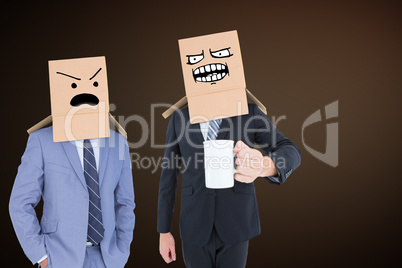 Composite image of anonymous businessman with mug