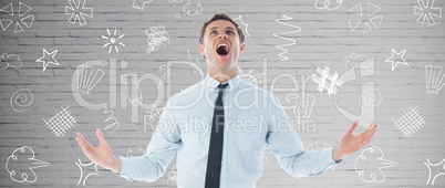 Composite image of shouting businessman