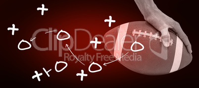 Composite image of close-up of american football player placing Composite image of close-up of american football player placing