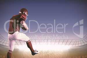 Composite image of american football player playing football