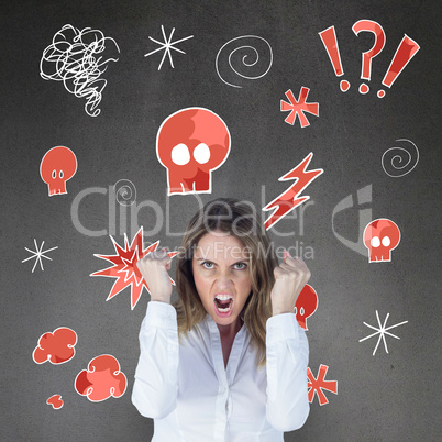 Composite image of  angry yelling businesswoman