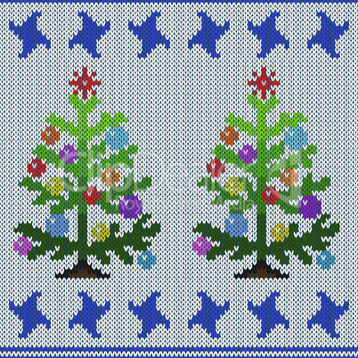 Christmas tree on seamless pattern