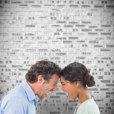 Composite image of angry business people shouting at each other