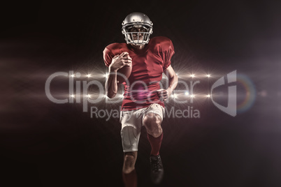 Composite image of full length of american football player in re