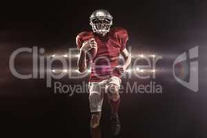 Composite image of full length of american football player in re