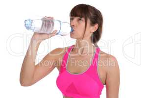 Junge Fitness Frau beim Wasser Trinken Sport Workout Training Fr