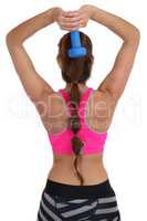 Fitness Frau beim Sport Workout Training mit Hantel Trizeps Rüc