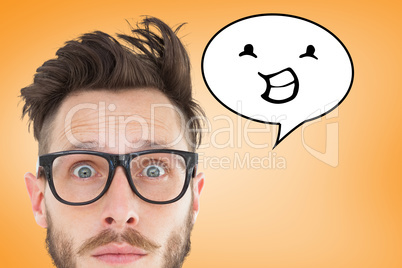 Composite image of nerd smiling