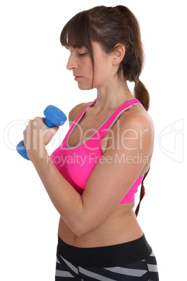Fitness Konzentration Workout Frau beim Sport Training mit Hante