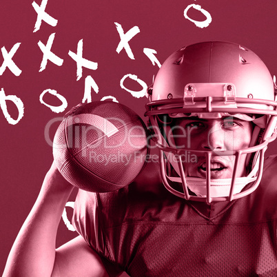 Composite image of portrait of american football player gesturin