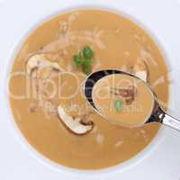 Gesunde Ernährung Pilzsuppe essen Pilz Champignons Suppe auf L