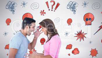 Composite image of angry couple shouting during argument